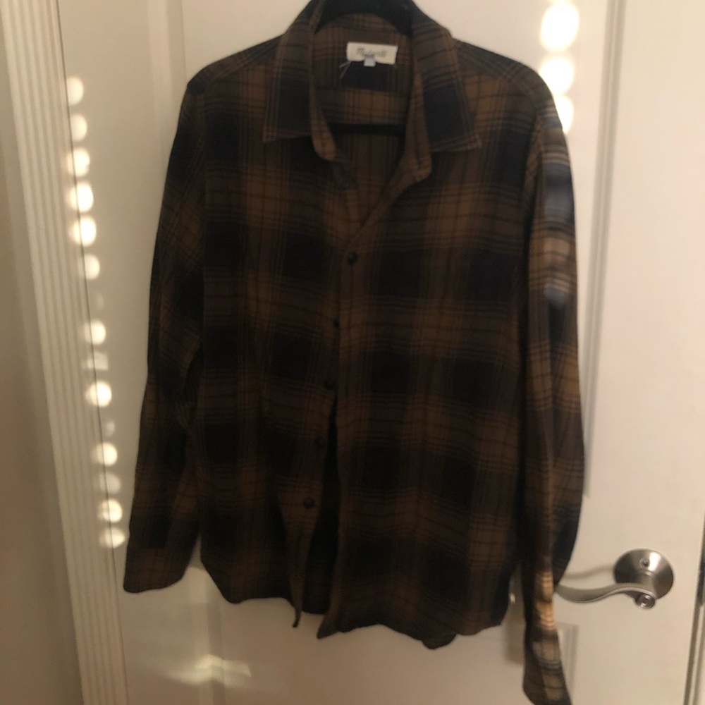 Madewell Brown and Black Plaid Lightweight Shirt Jacket